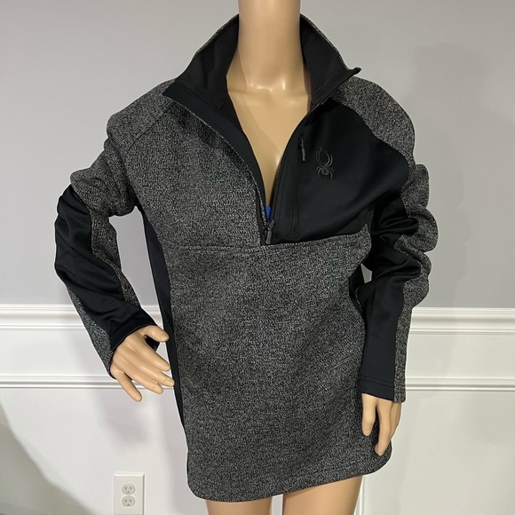 Men’s Spyder 1/4 Zip Pullover Dark Gray/Black Size Large New with Tags - Picture 3 of 9